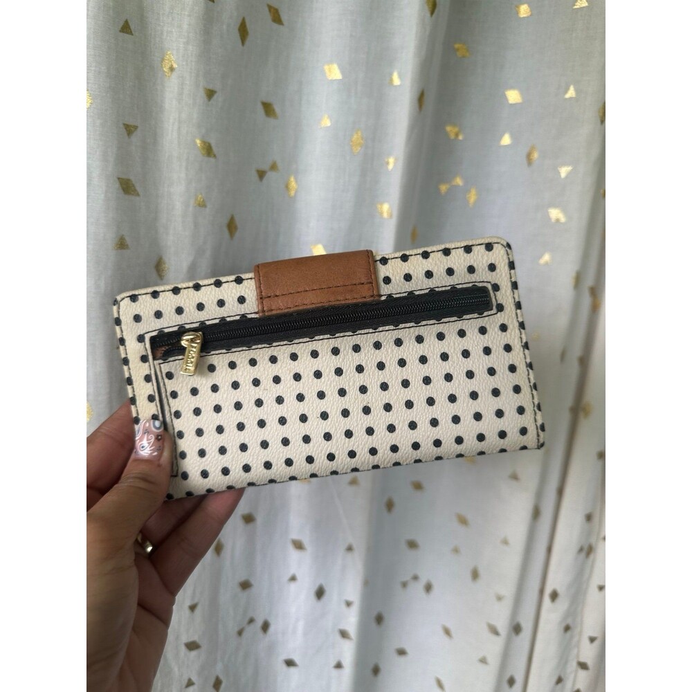 Fossil Polk Dot Color Block Cow Hide Leather Snap… - image 3